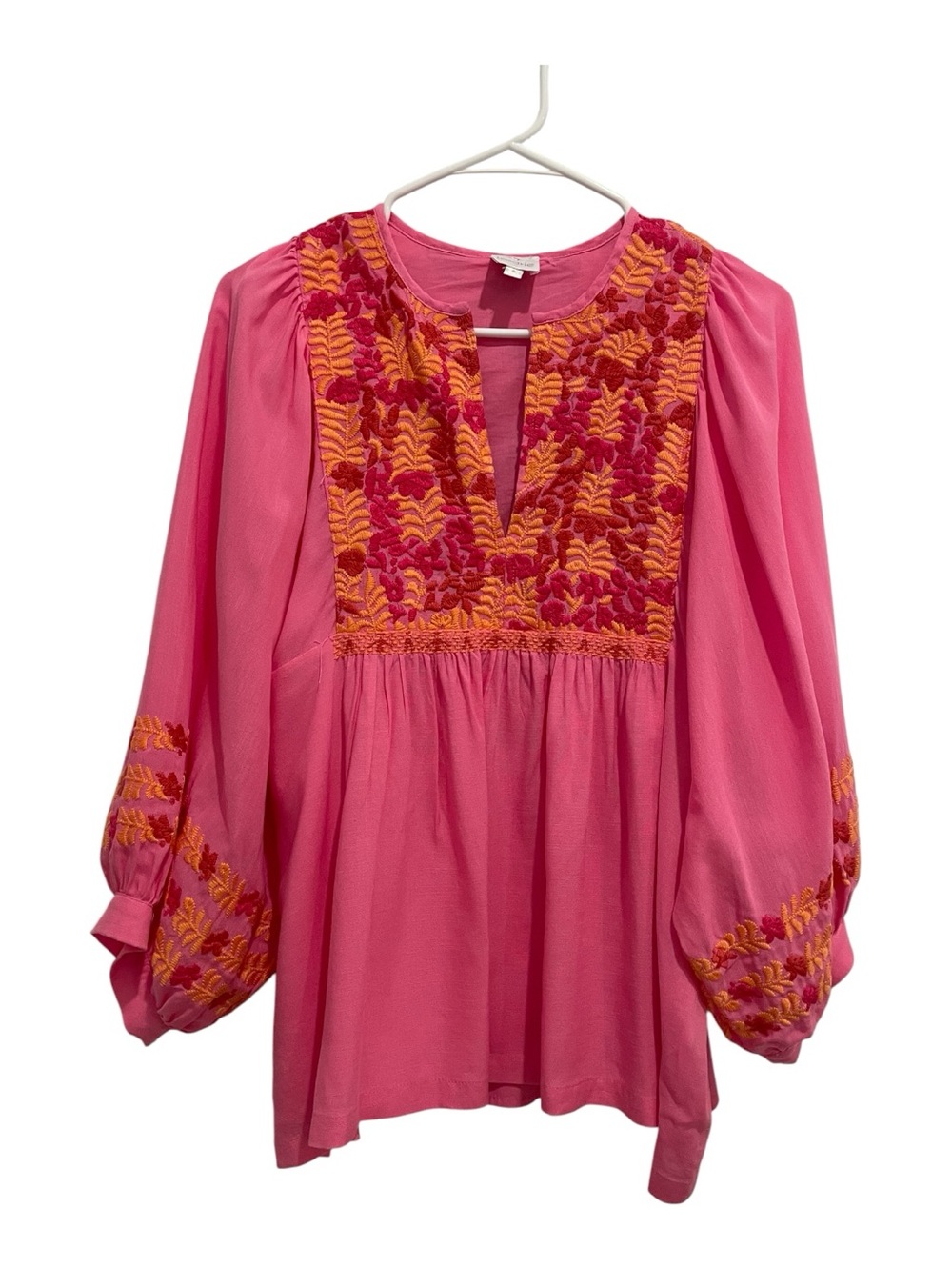 J. Marie Women’s Vibrant Pink Embroidered Carlie Top
